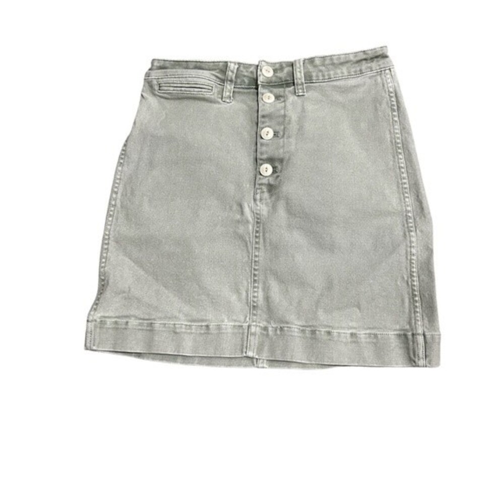 Madewell Sage Green Denim High Waist Mini Skirt Size 28